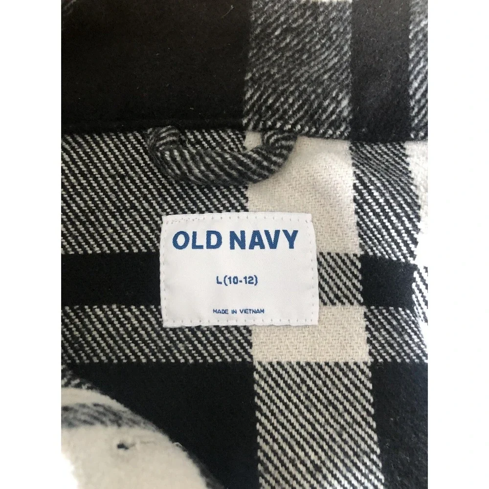 Old Navy Kids Plaid Shacket‎ Woven Shirt Size L 10-12